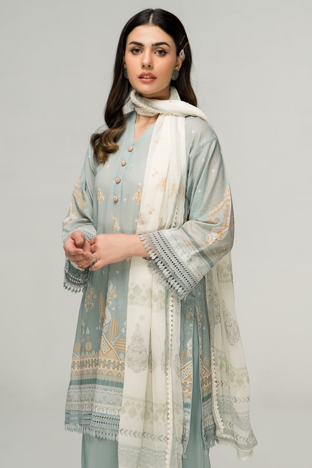 2 PC Unstitched | Digital Printed Shirt + Digital Printed Chiffon Duppata