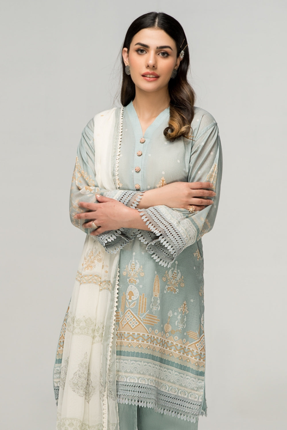 2 PC Unstitched | Digital Printed Shirt + Digital Printed Chiffon Duppata