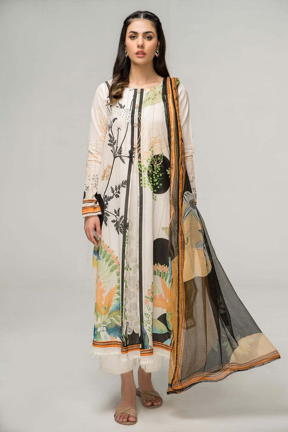 2 PC Unstitched | Digital Printed Shirt + Digital Printed Chiffon Duppata