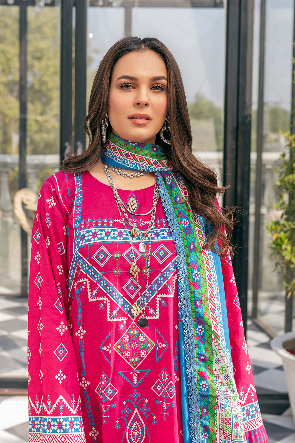 3 PC Unstitched  | Printed Shirt + Printed Dupatta + Dyed Trouser