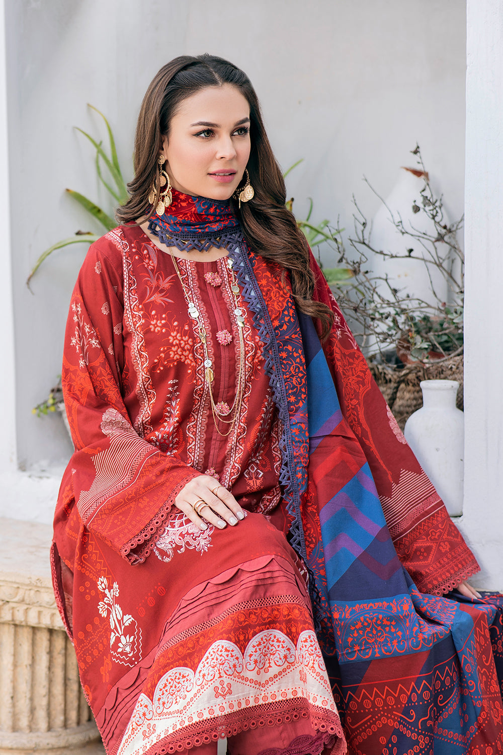 3 PC Unstitched  | Printed Shirt + Printed Dupatta + Dyed Trouser