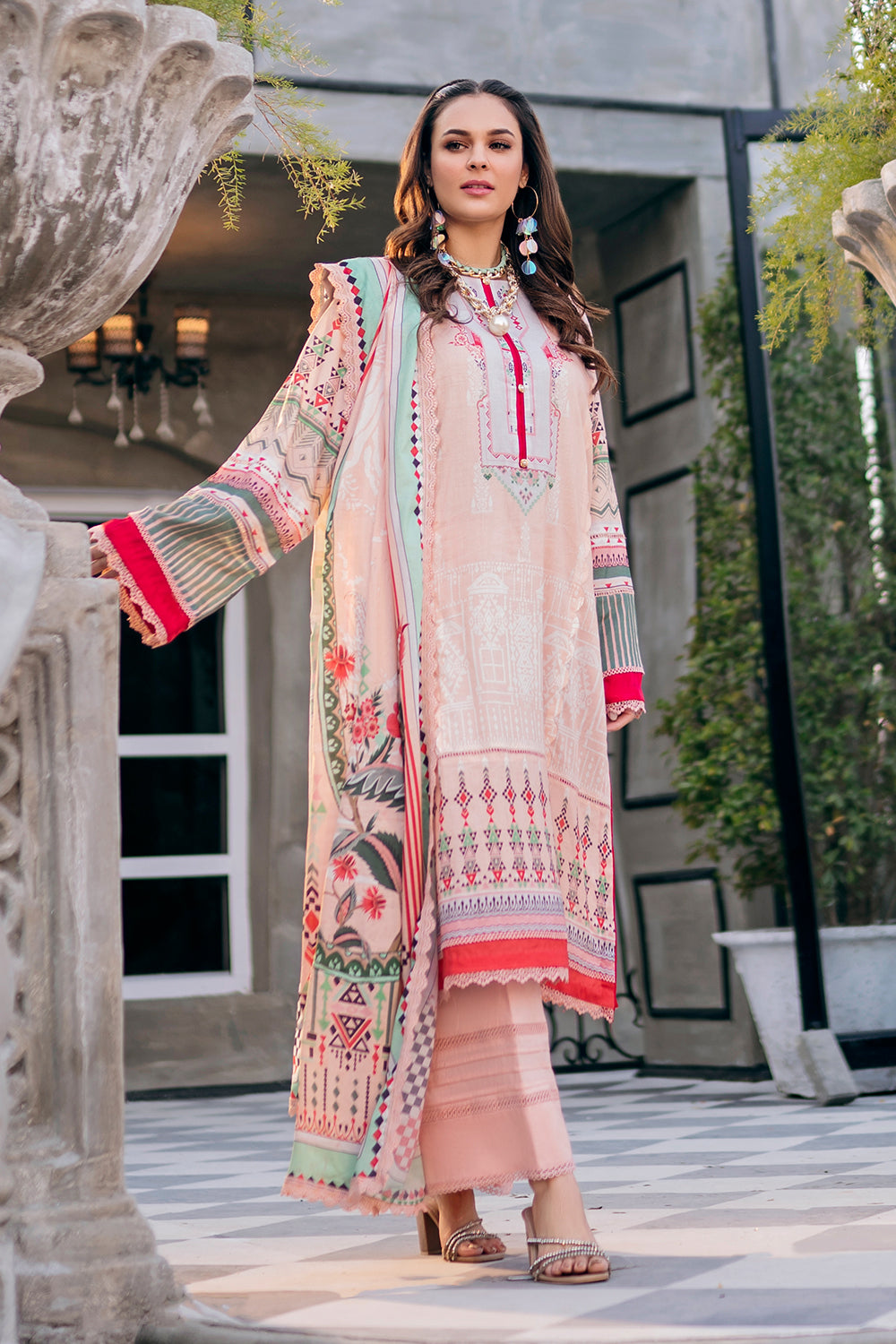 3 PC Unstitched  | Printed Shirt + Printed Dupatta + Dyed Trouser