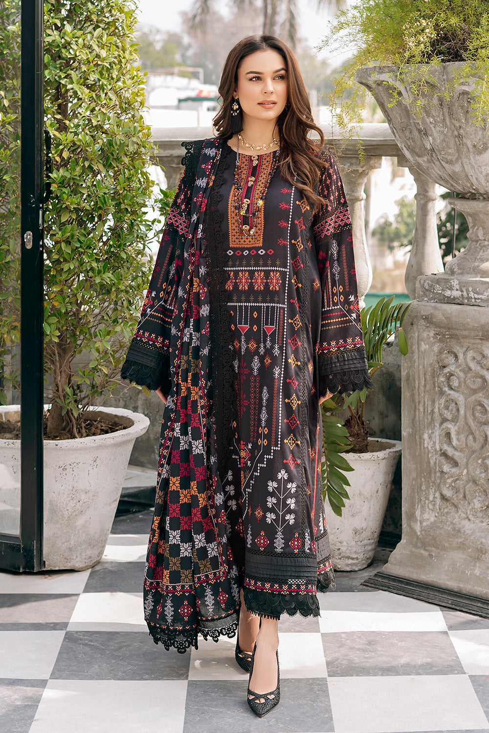 3 PC Unstitched  | Printed Shirt + Printed Dupatta + Dyed Trouser