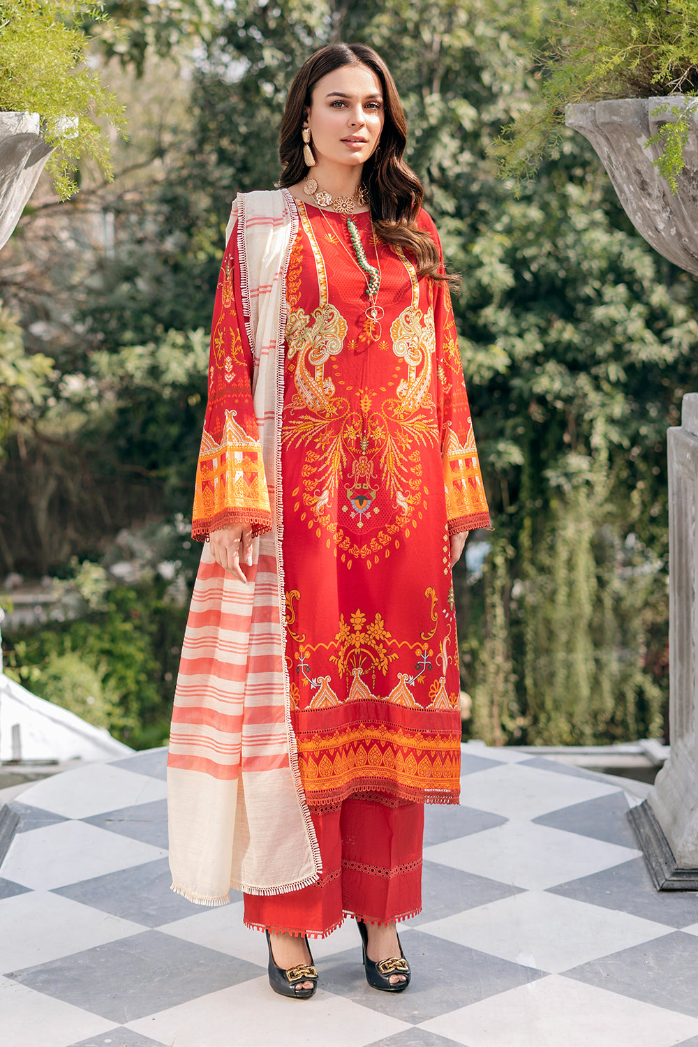 3 PC Unstitched  | Printed Shirt + Printed Dupatta + Dyed Trouser