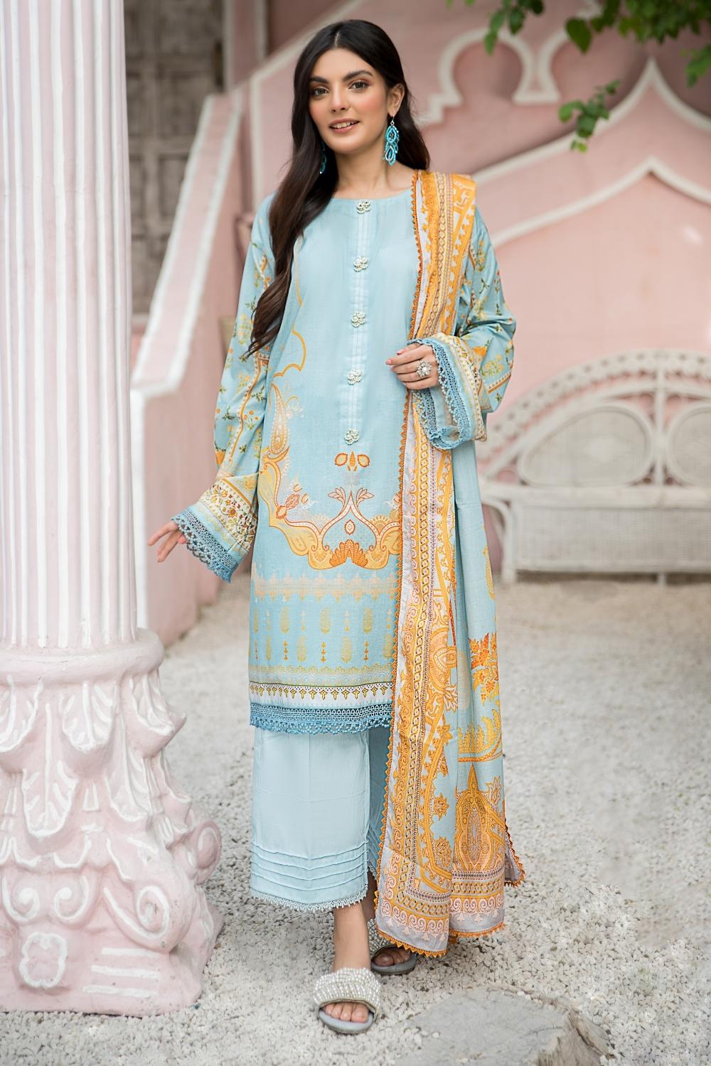 3 PC Unstitched | Lawn Shirt + Dupatta + Cambric Trouser