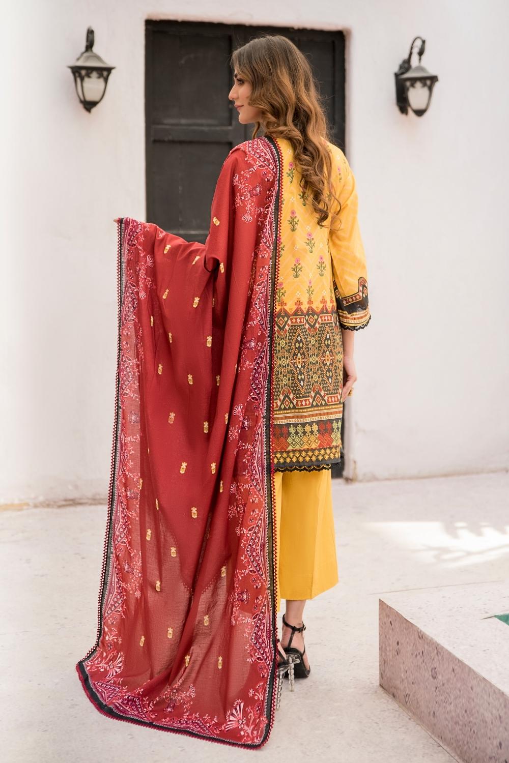 3 PC Unstitched  | Digital Printed Shirt + Digital  Printed Dupatta + Dyed Cambric Trouser