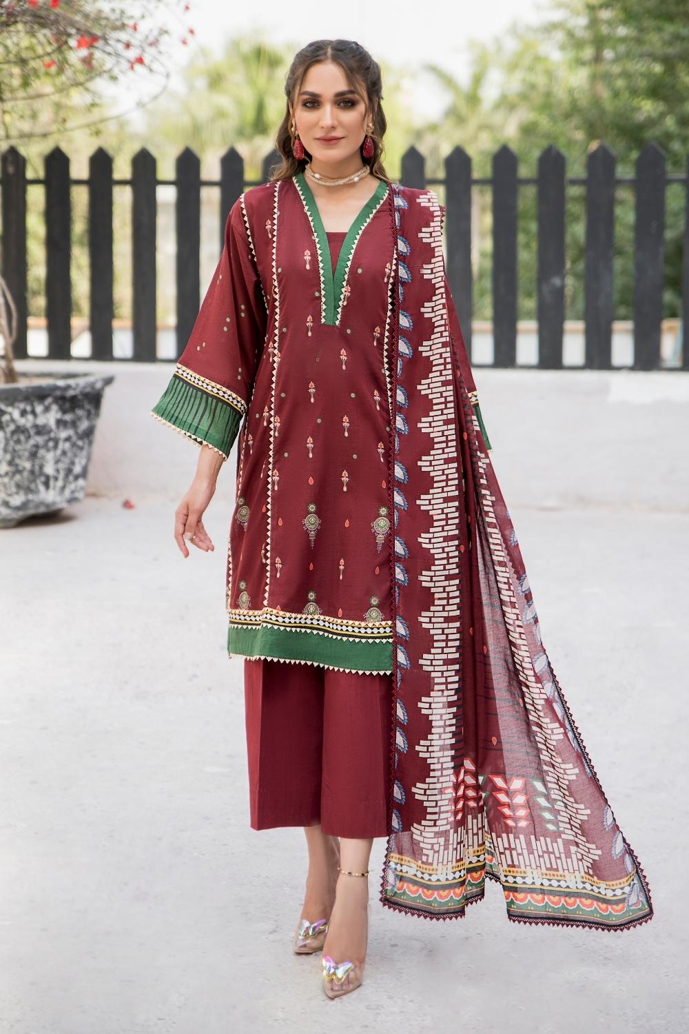 3 PC Unstitched  | Digital Printed Shirt + Digital  Printed Dupatta + Dyed Cambric Trouser