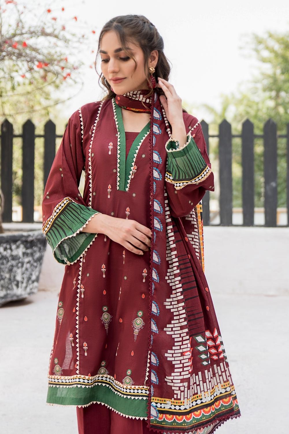 3 PC Unstitched  | Digital Printed Shirt + Digital  Printed Dupatta + Dyed Cambric Trouser