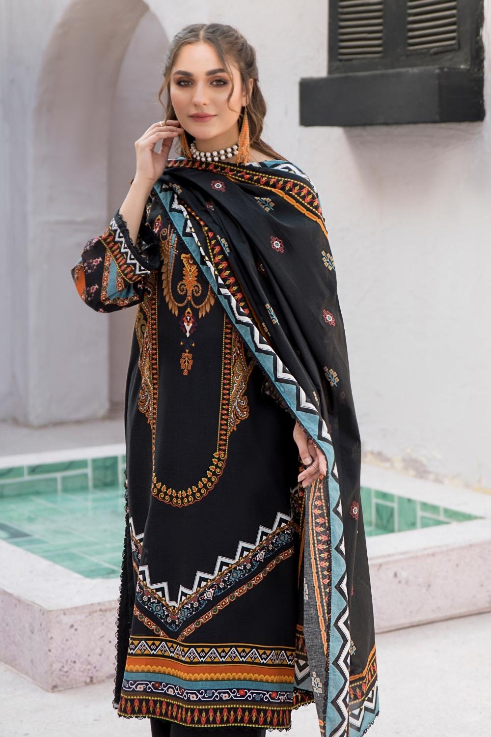 3 PC Unstitched  | Digital Printed Shirt + Digital  Printed Dupatta + Dyed Cambric Trouser