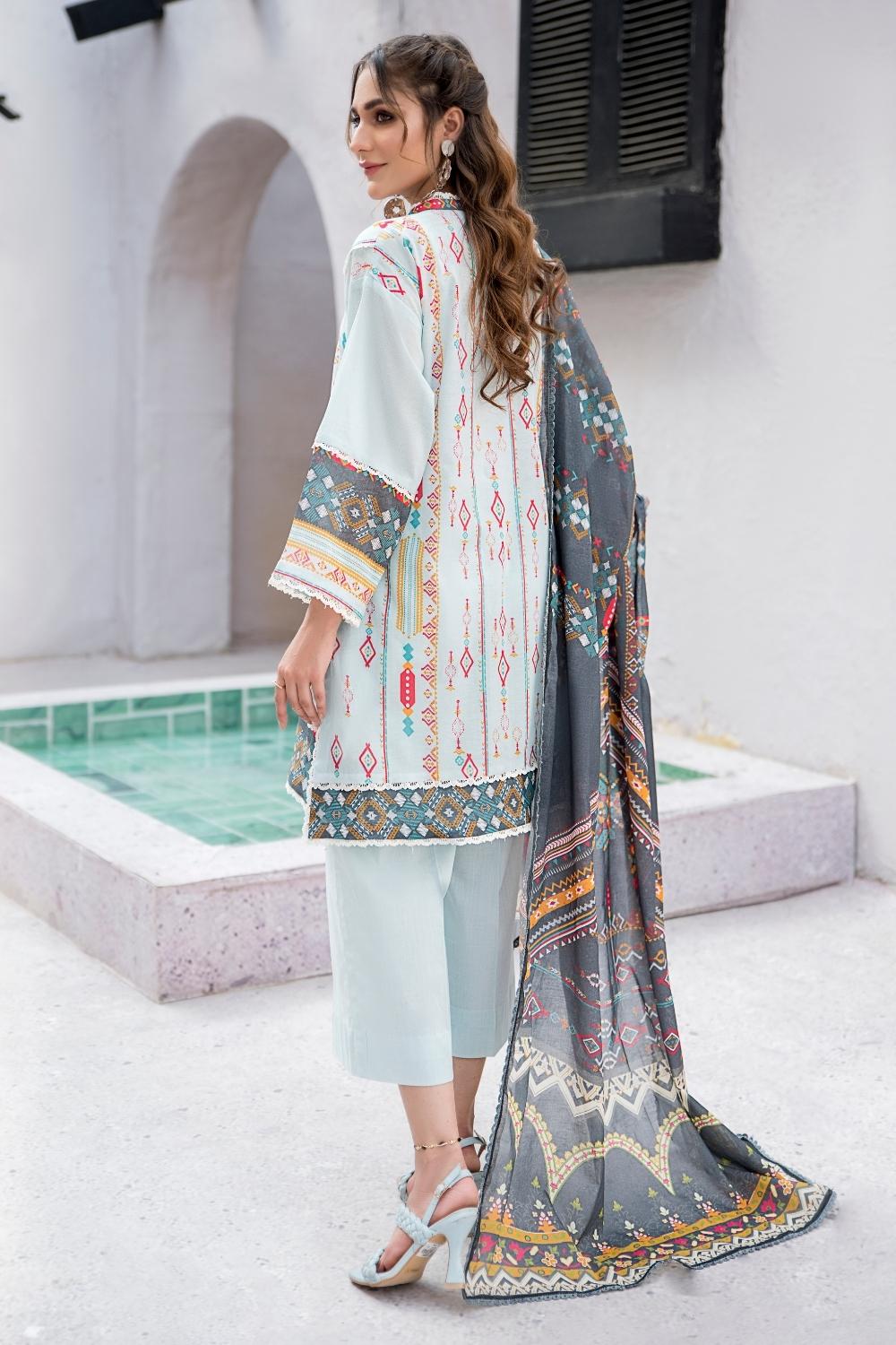 3 PC Unstitched  | Digital Printed Shirt + Digital  Printed Dupatta + Dyed Cambric Trouser