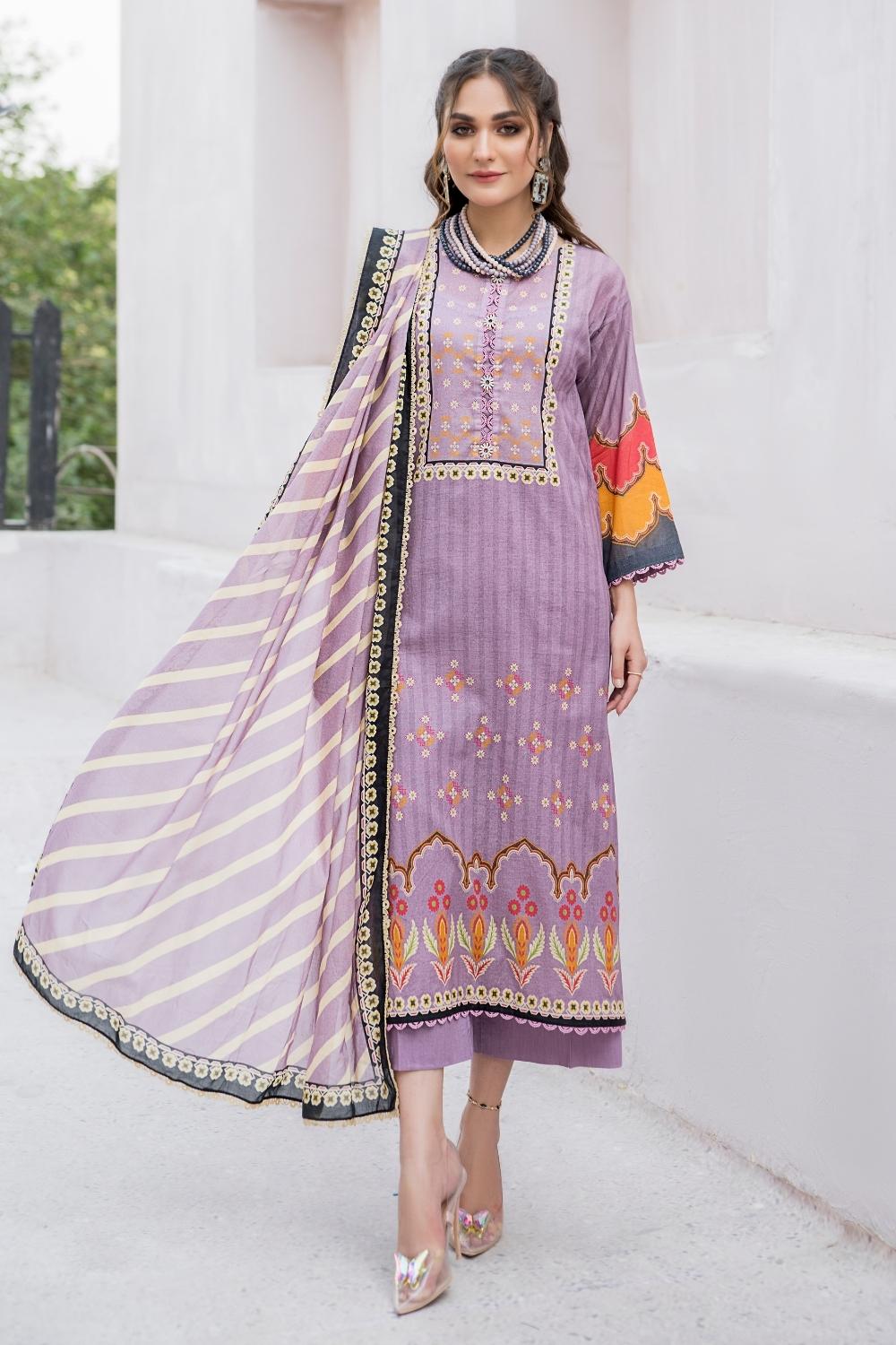 3 PC Unstitched  | Digital Printed Shirt + Digital  Printed Dupatta + Dyed Cambric Trouser