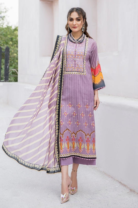 3 PC Unstitched  | Digital Printed Shirt + Digital  Printed Dupatta + Dyed Cambric Trouser