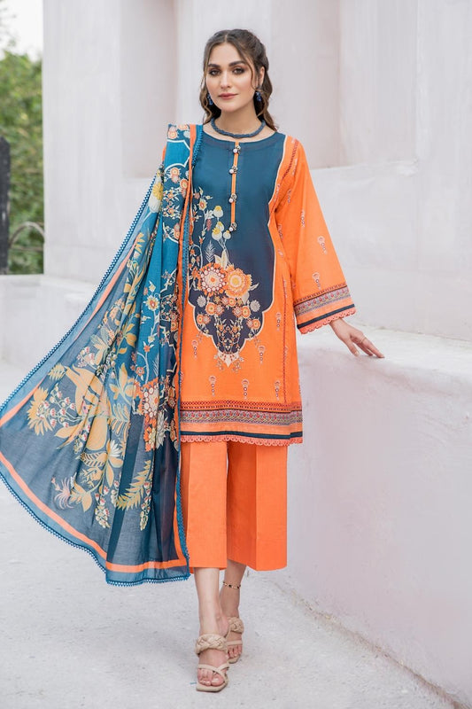 3 PC Unstitched  | Digital Printed Shirt + Digital  Printed Dupatta + Dyed Cambric Trouser