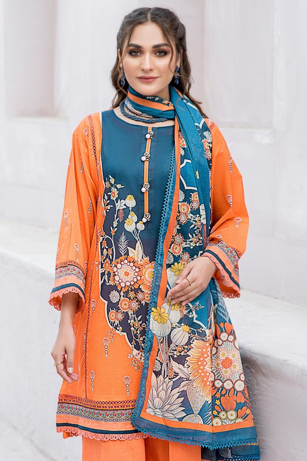 3 PC Unstitched  | Digital Printed Shirt + Digital  Printed Dupatta + Dyed Cambric Trouser