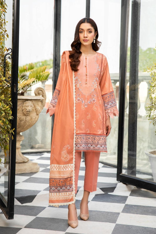 3 PC Unstitched  | Printed Lawn Shirt +  Printed Lawn Dupatta + Dyed Cambric Trouser