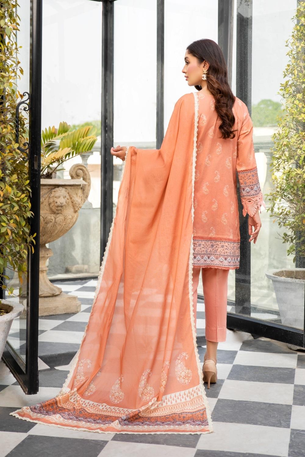 3 PC Unstitched  | Printed Lawn Shirt +  Printed Lawn Dupatta + Dyed Cambric Trouser