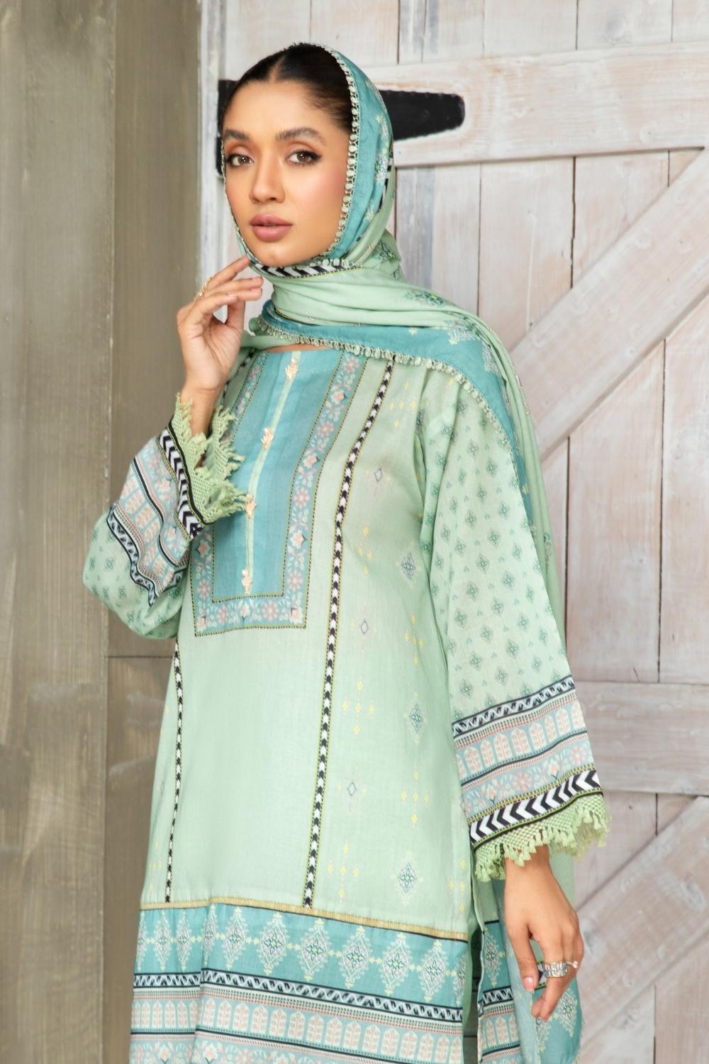 3 PC Unstitched Printed Lawn Suit