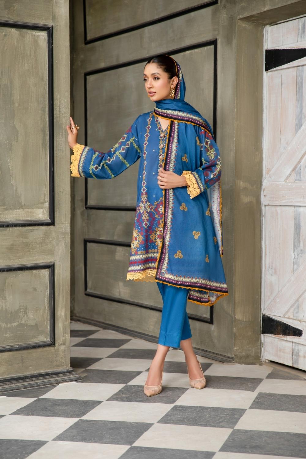 3 PC Unstitched | Lawn Shirt | Cotton Net Dupatta