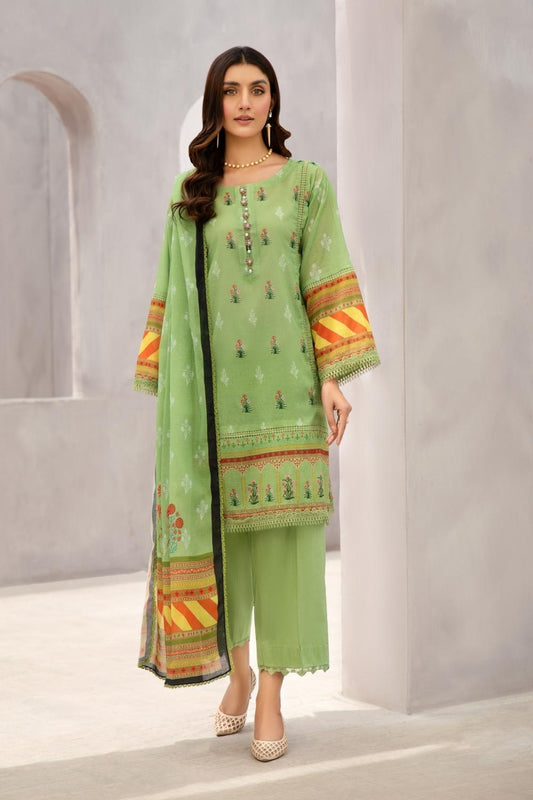 2 PC Unstitched | Printed Lawn Shirt + Printed Cotton Net Dupatta