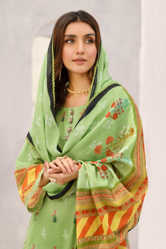 2 PC Unstitched | Printed Lawn Shirt + Printed Cotton Net Dupatta