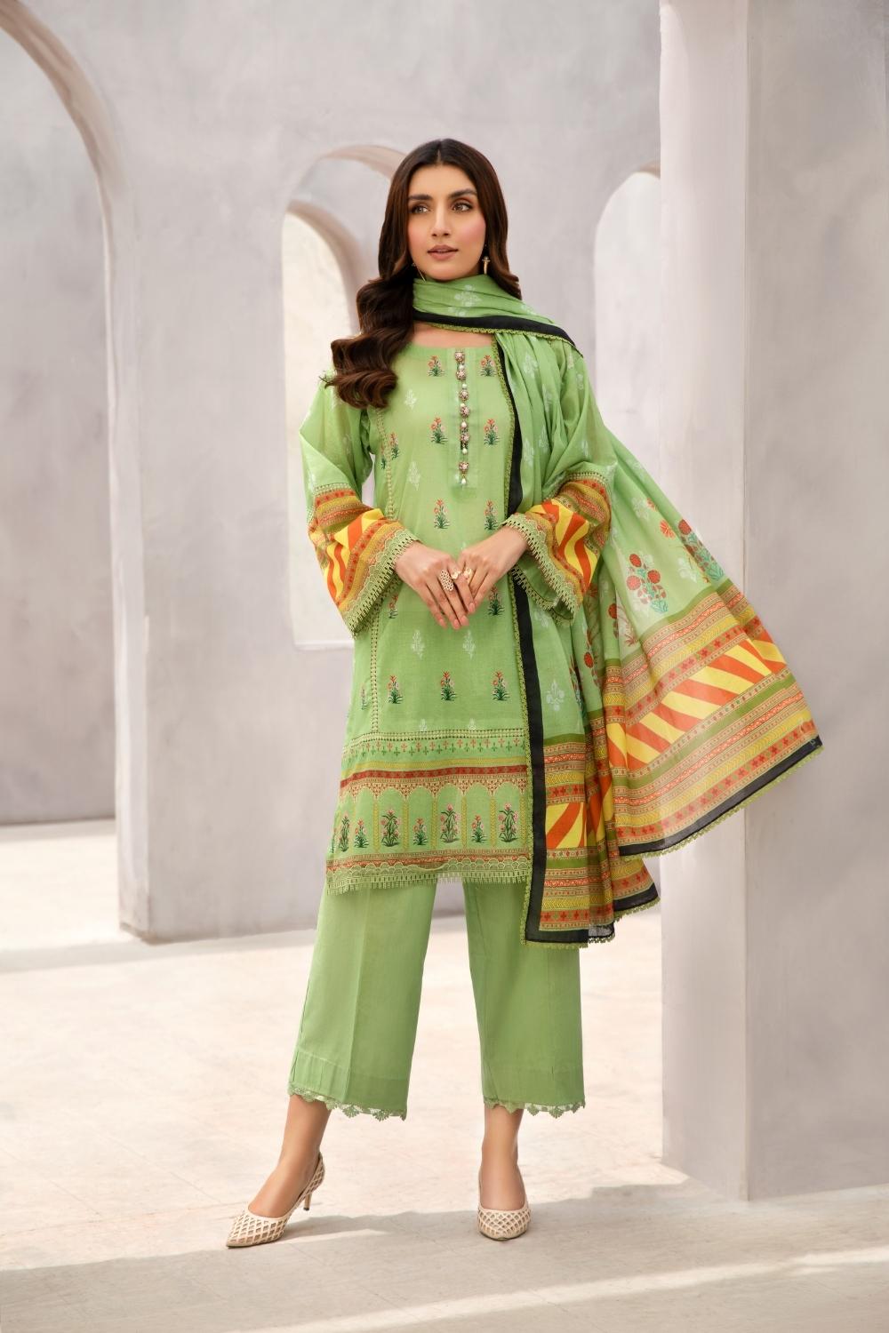 2 PC Unstitched | Printed Lawn Shirt + Printed Cotton Net Dupatta