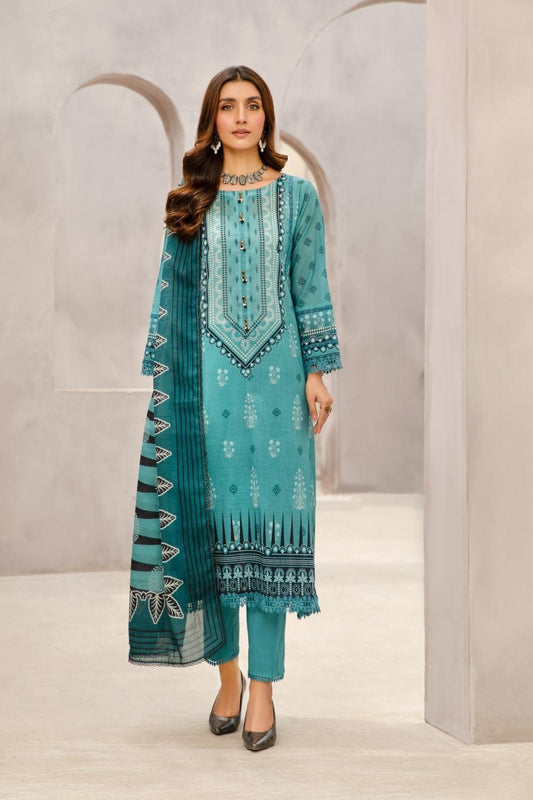 2 PC Unstitched | Printed Lawn Shirt + Printed Cotton Net Dupatta