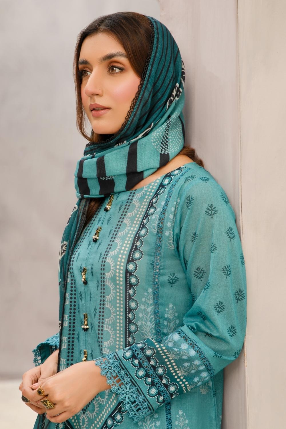 2 PC Unstitched | Printed Lawn Shirt + Printed Cotton Net Dupatta