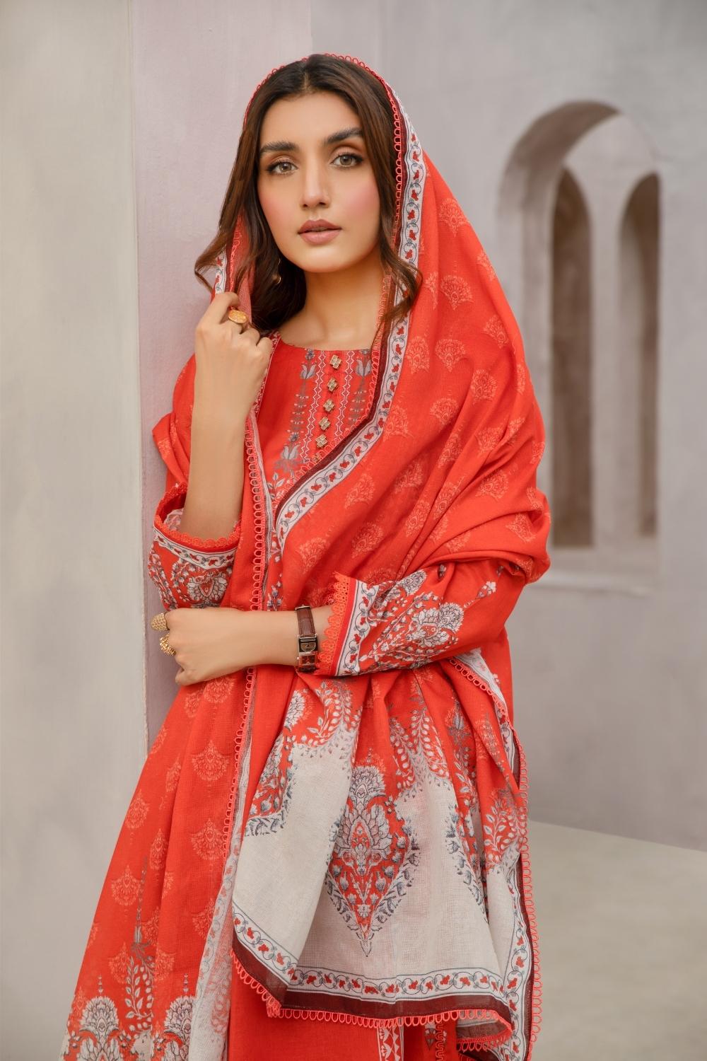 2 PC Unstitched | Printed Lawn Shirt + Printed Cotton Net Dupatta