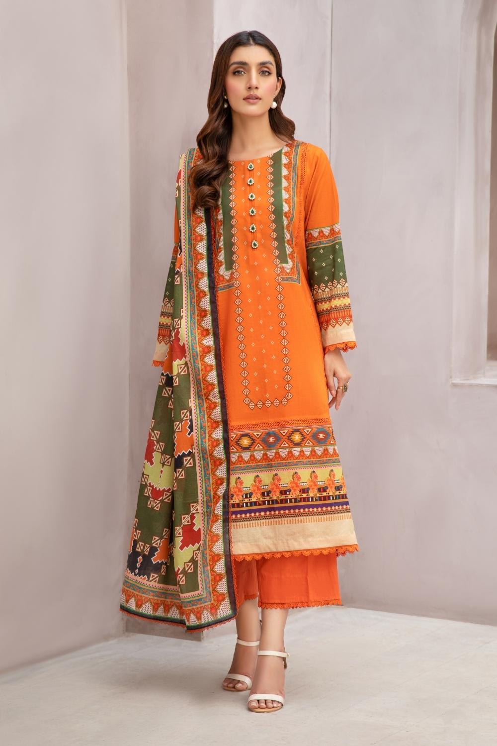 2 PC Unstitched | Printed  Lawn Shirt + Printed Cotton Net Dupatta