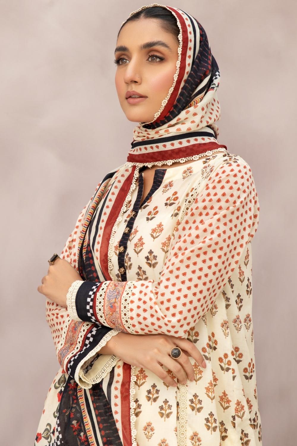 2 PC Unstitched | Printed  Lawn Shirt + Printed Cotton Net Dupatta
