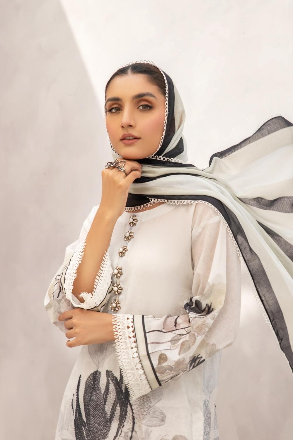 2 PC Unstitched | Printed  Lawn Shirt + Printed Cotton Net Dupatta