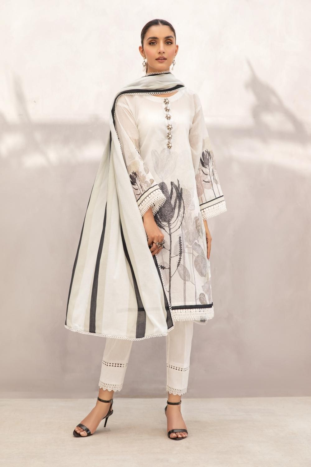 2 PC Unstitched | Printed  Lawn Shirt + Printed Cotton Net Dupatta