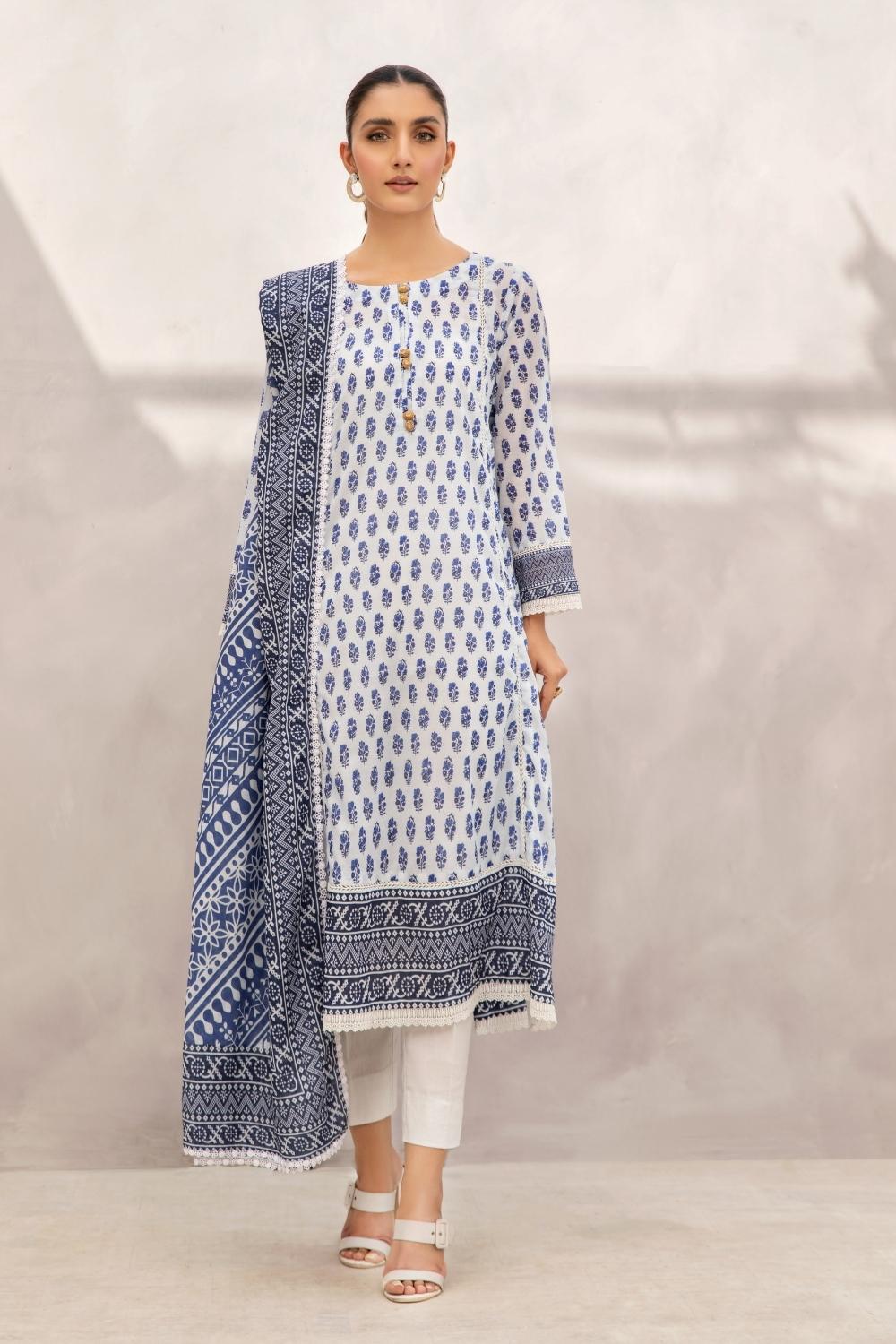 2 PC Unstitched | Printed  Lawn Shirt +  Printed Cotton Net Dupatta