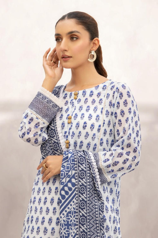 2 PC Unstitched | Printed  Lawn Shirt +  Printed Cotton Net Dupatta