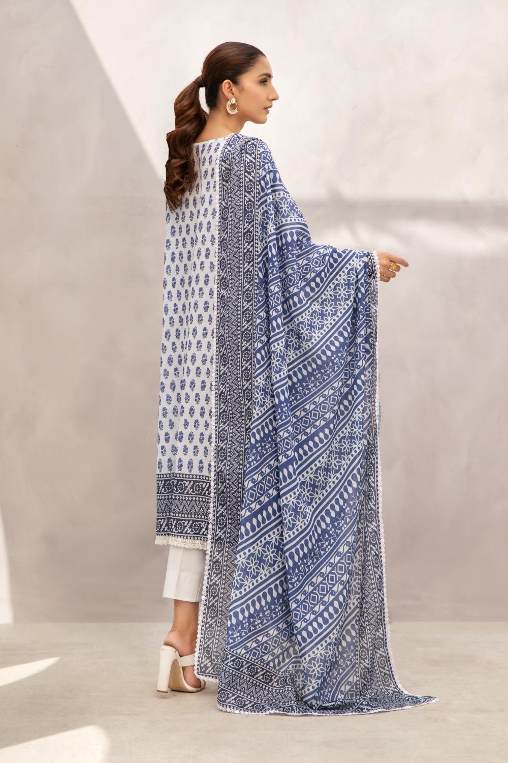 2 PC Unstitched | Printed  Lawn Shirt +  Printed Cotton Net Dupatta