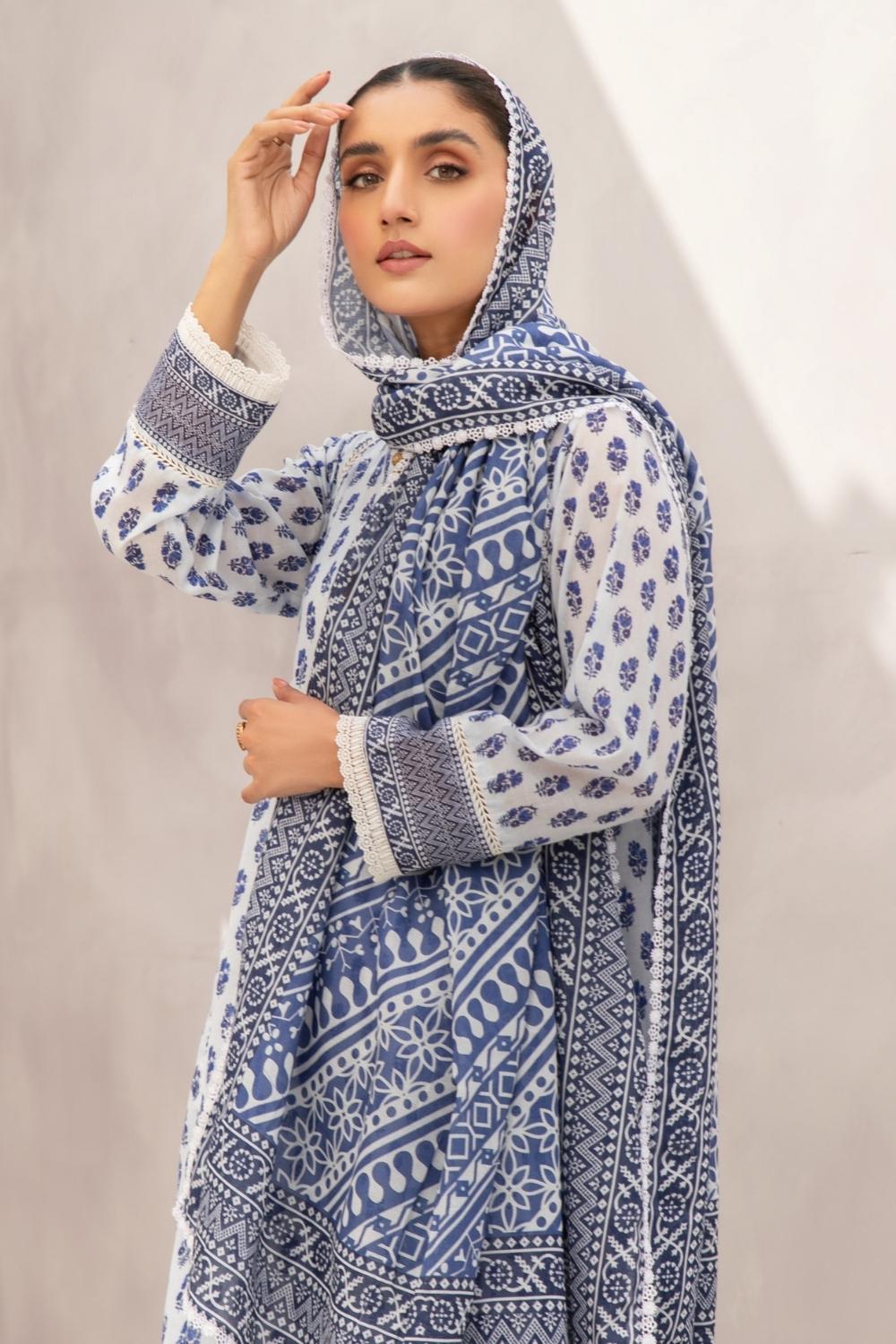 2 PC Unstitched | Printed  Lawn Shirt +  Printed Cotton Net Dupatta