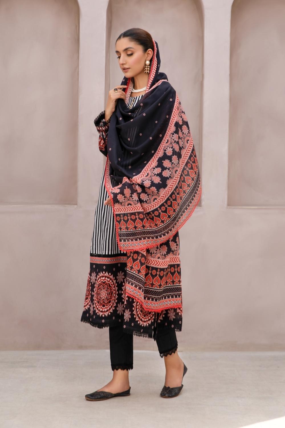 2 PC Unstitched | Printed Lawn Shirt +  Printed Cotton Net Dupatta