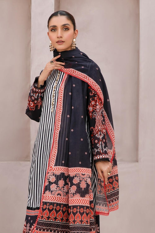 2 PC Unstitched | Printed Lawn Shirt +  Printed Cotton Net Dupatta