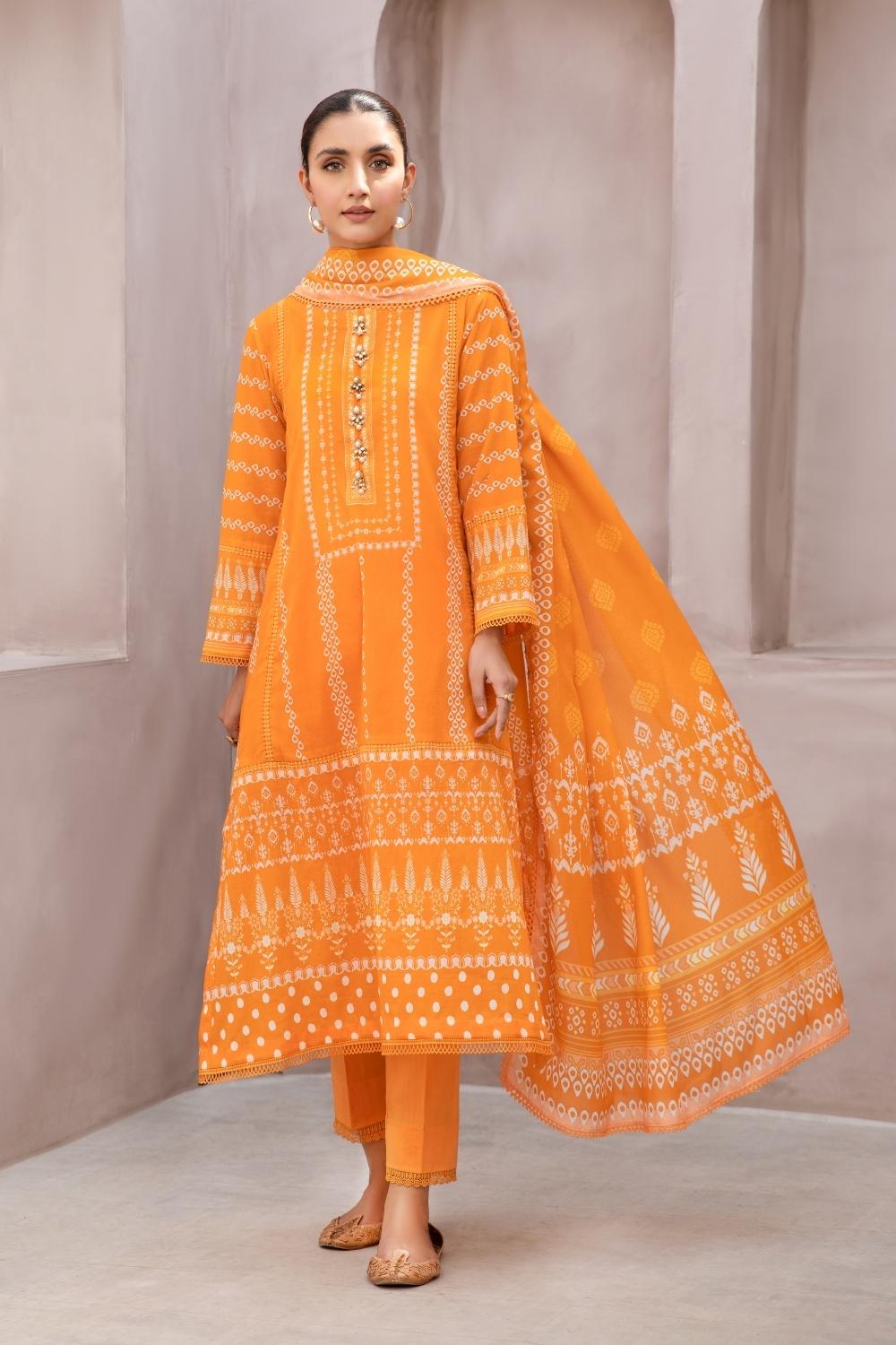 2 PC Unstitched | Printed Lawn Shirt + Printed Cotton Net Dupatta