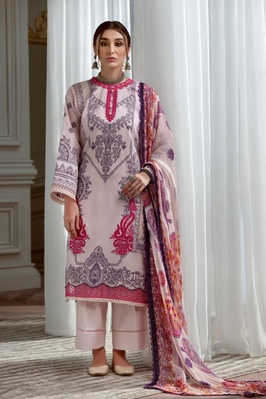 3PC Unstitched Printed + Embroidered Suit