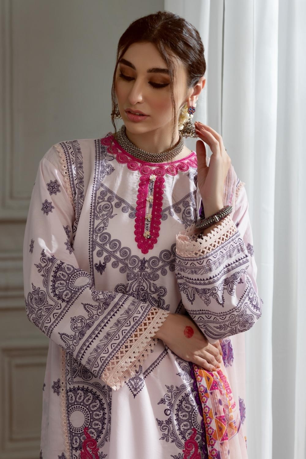 3PC Unstitched Printed + Embroidered Suit