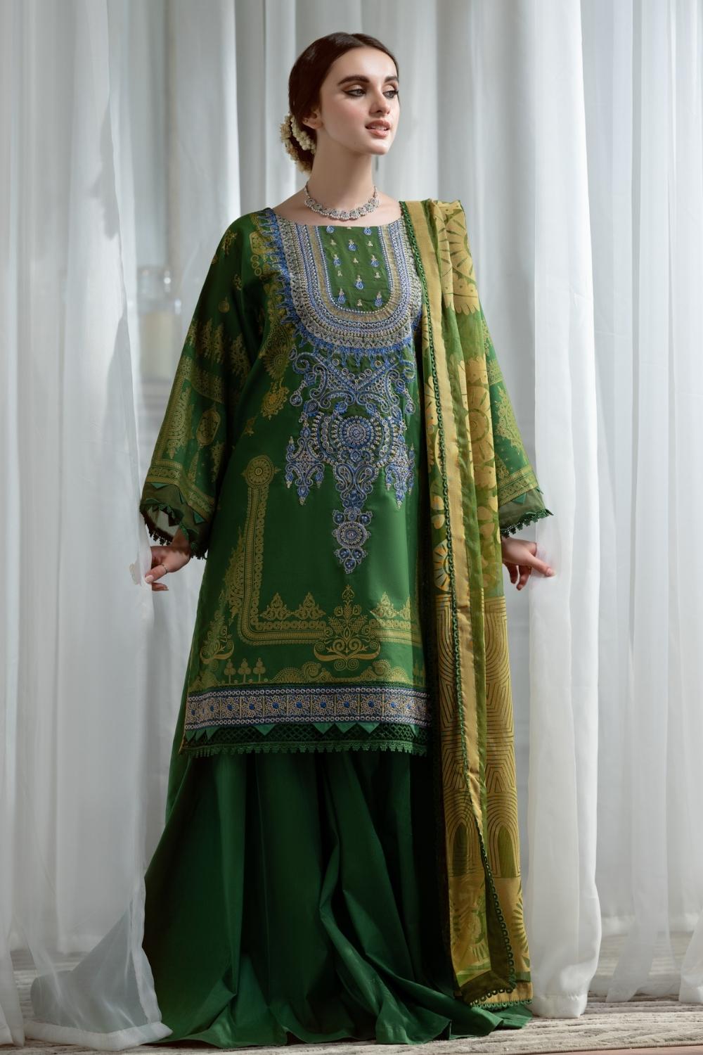 3PC Unstitched Printed + Embroidered Suit