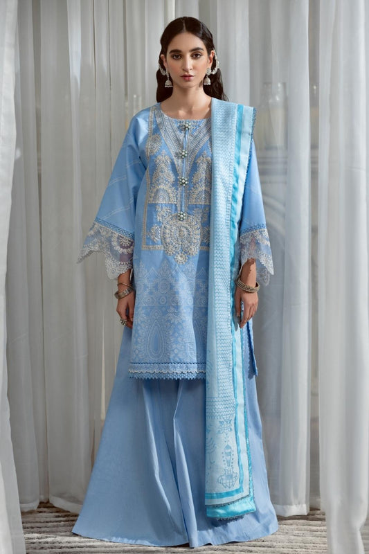 3PC Unstitched Printed + Embroidered Suit