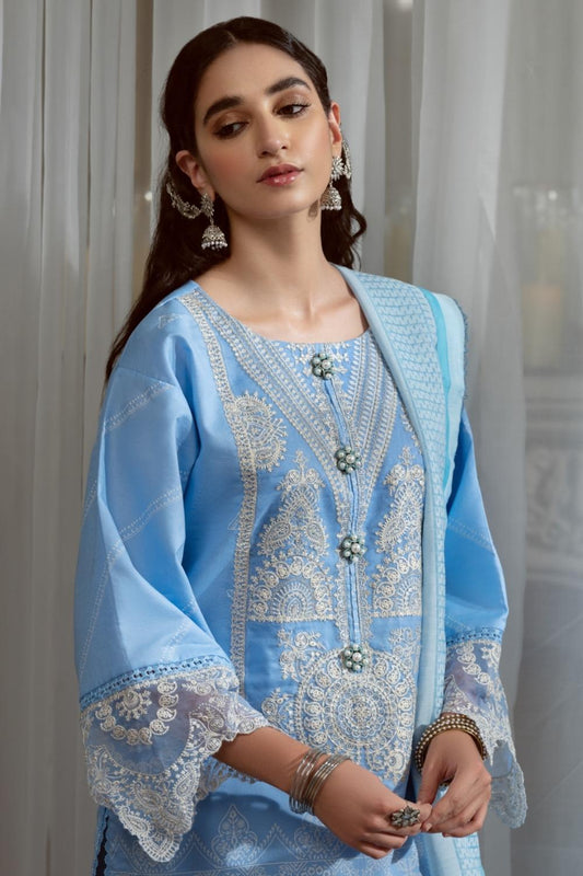 3PC Unstitched Printed + Embroidered Suit
