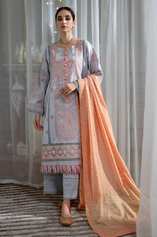 3PC Unstitched Printed + Embroidered Suit