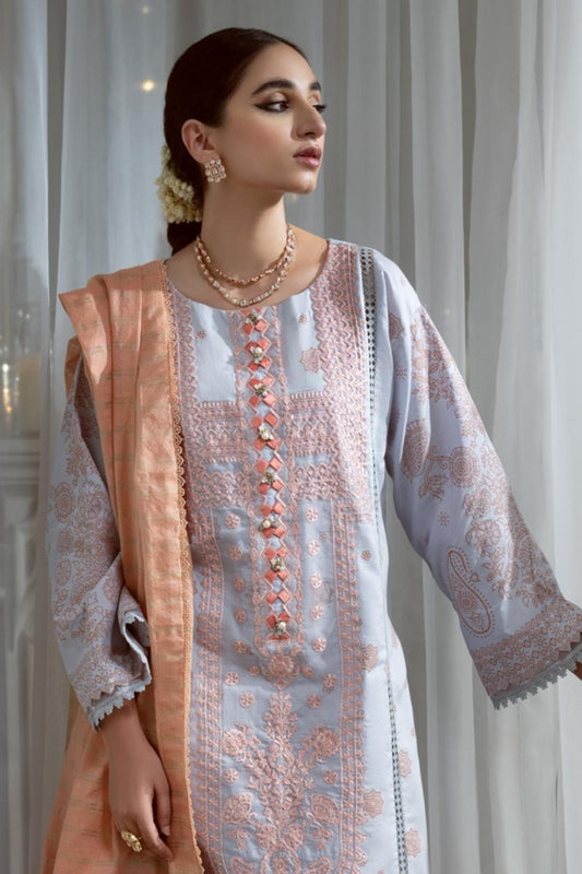 3PC Unstitched Printed + Embroidered Suit