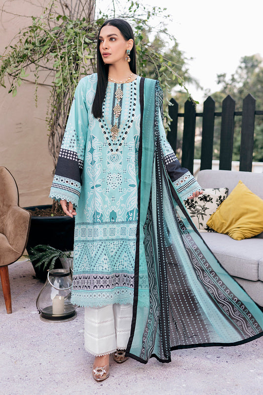 3 PC Unstitched Emboridered + Printed Shirt + Printed Dupatta + Dyed Trouser