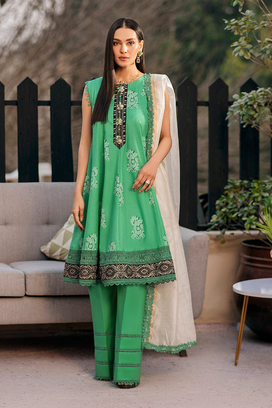 3 PC Unstitched Emboridered + Printed Shirt + Printed Dupatta + Dyed Trouser