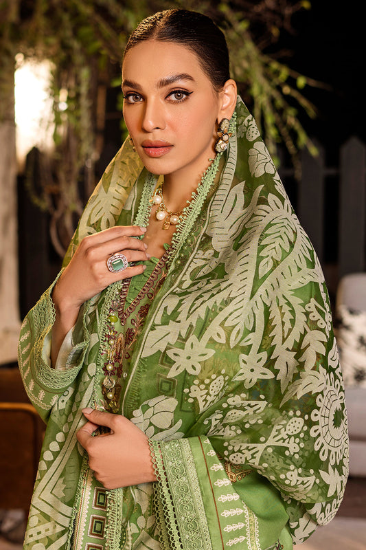 3 PC Unstitched Emboridered + Printed Shirt + Printed Dupatta + Dyed Trouser