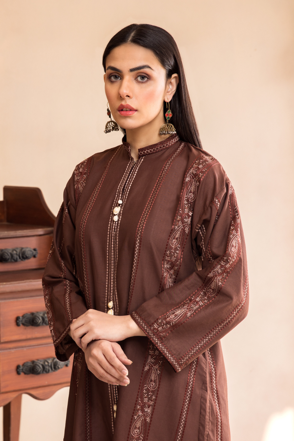 2 PC Unstitched | Embroidered Cambric Shirt + Trouser